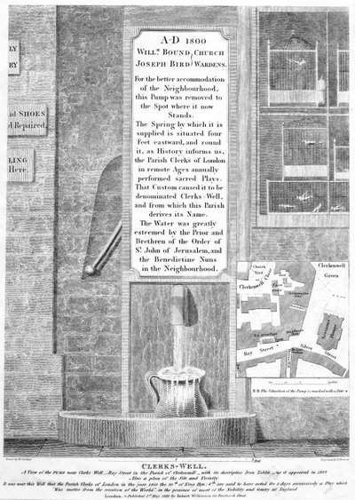 Clerks-Well, Clerkenwell, London, published 1822 by English School